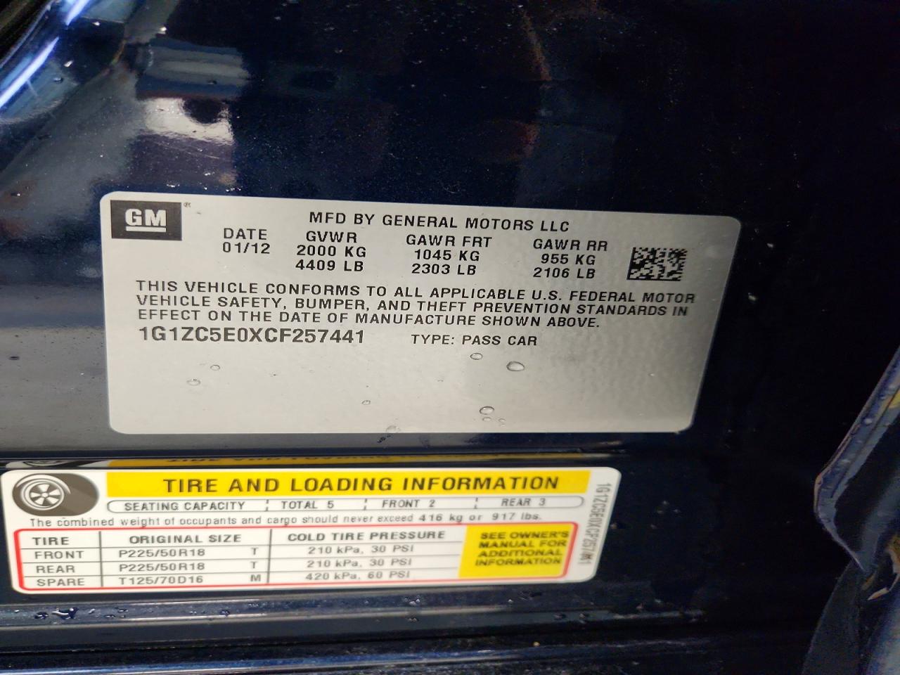 2012 CHEVROLET MALIBU 1LT photo 12