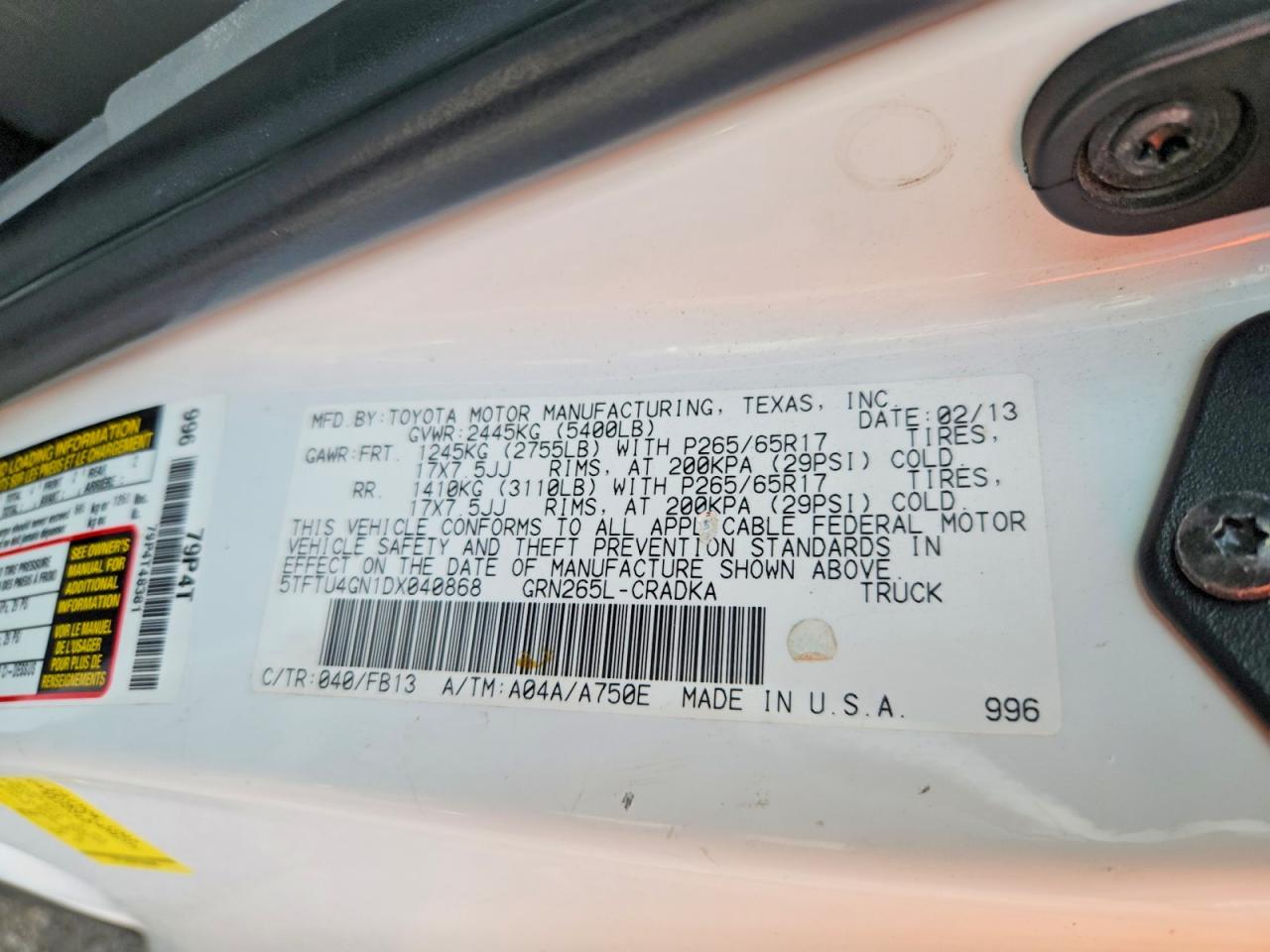 2013 TOYOTA TACOMA PRERUNNER ACCESS CAB photo 23