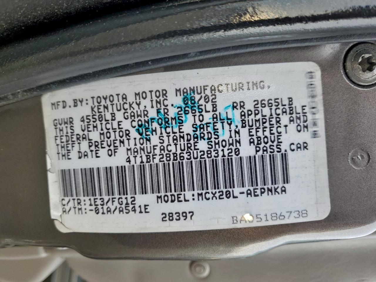2003 TOYOTA AVALON XL photo 13