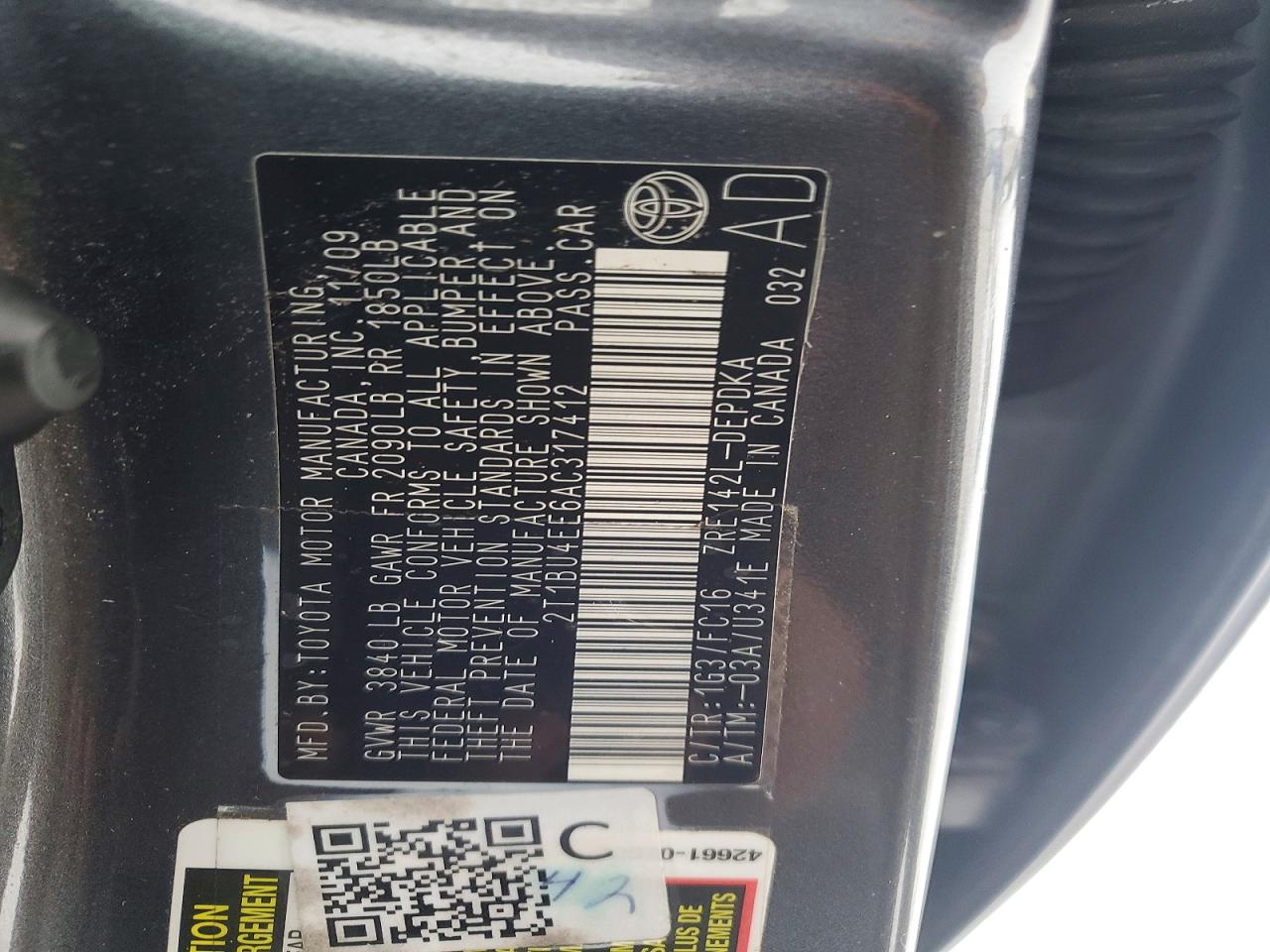 2010 TOYOTA COROLLA BASE photo 12