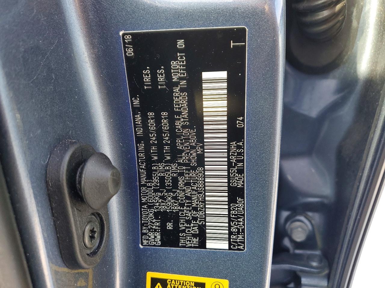 2018 TOYOTA HIGHLANDER LE photo 13