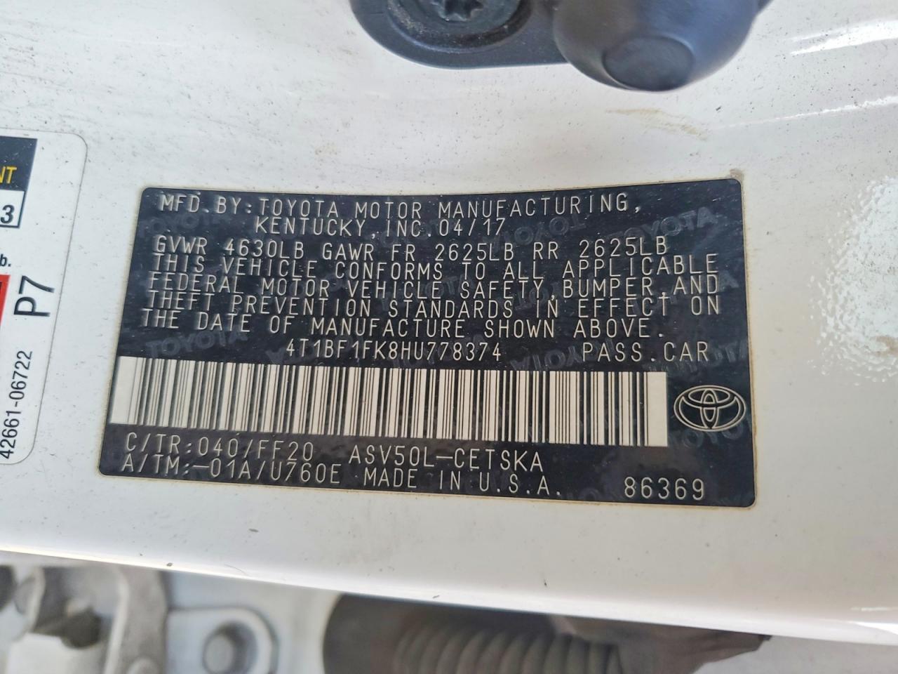 2017 TOYOTA CAMRY LE photo 12