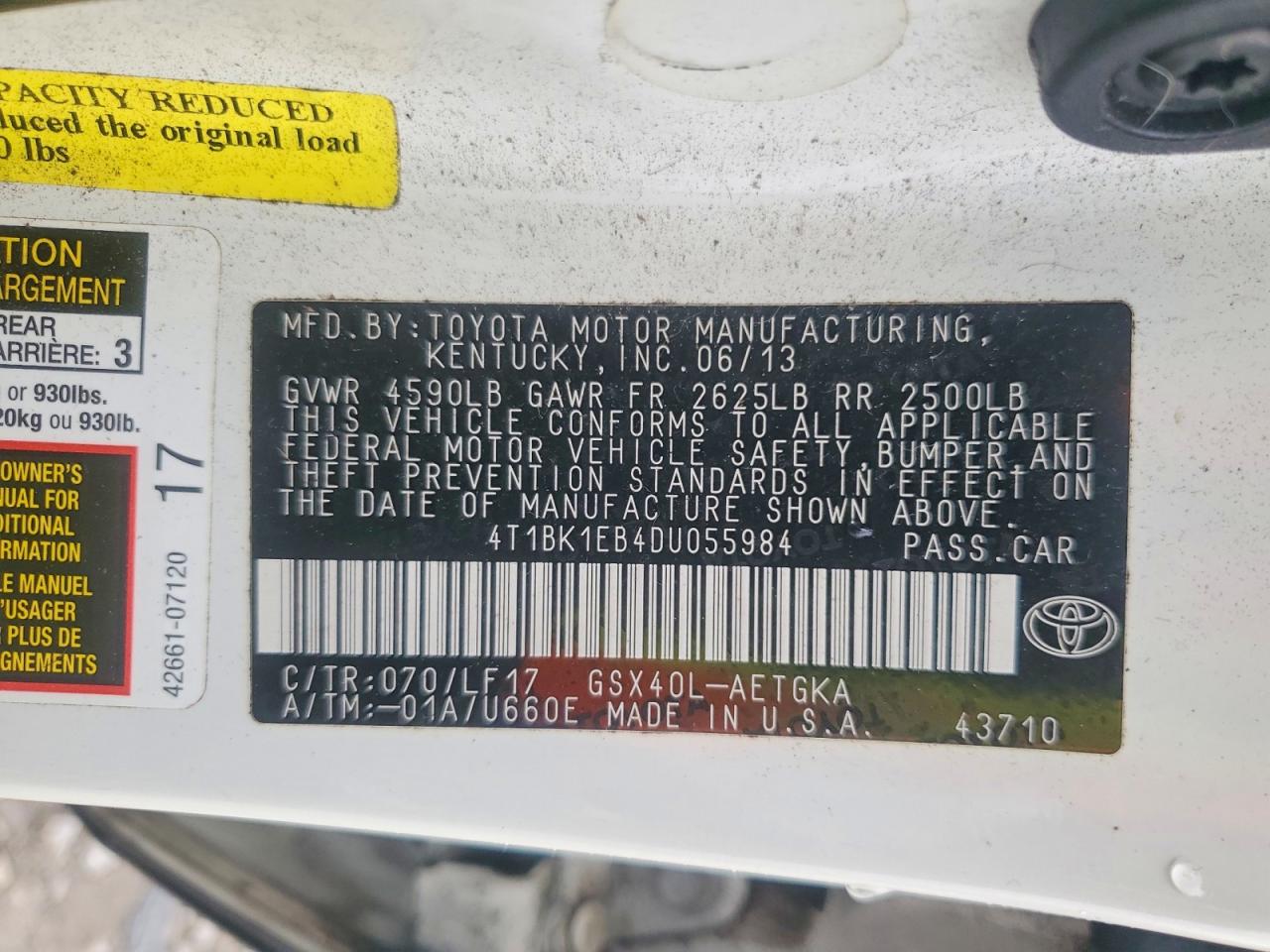 2013 TOYOTA AVALON XLE PREMIUM photo 13