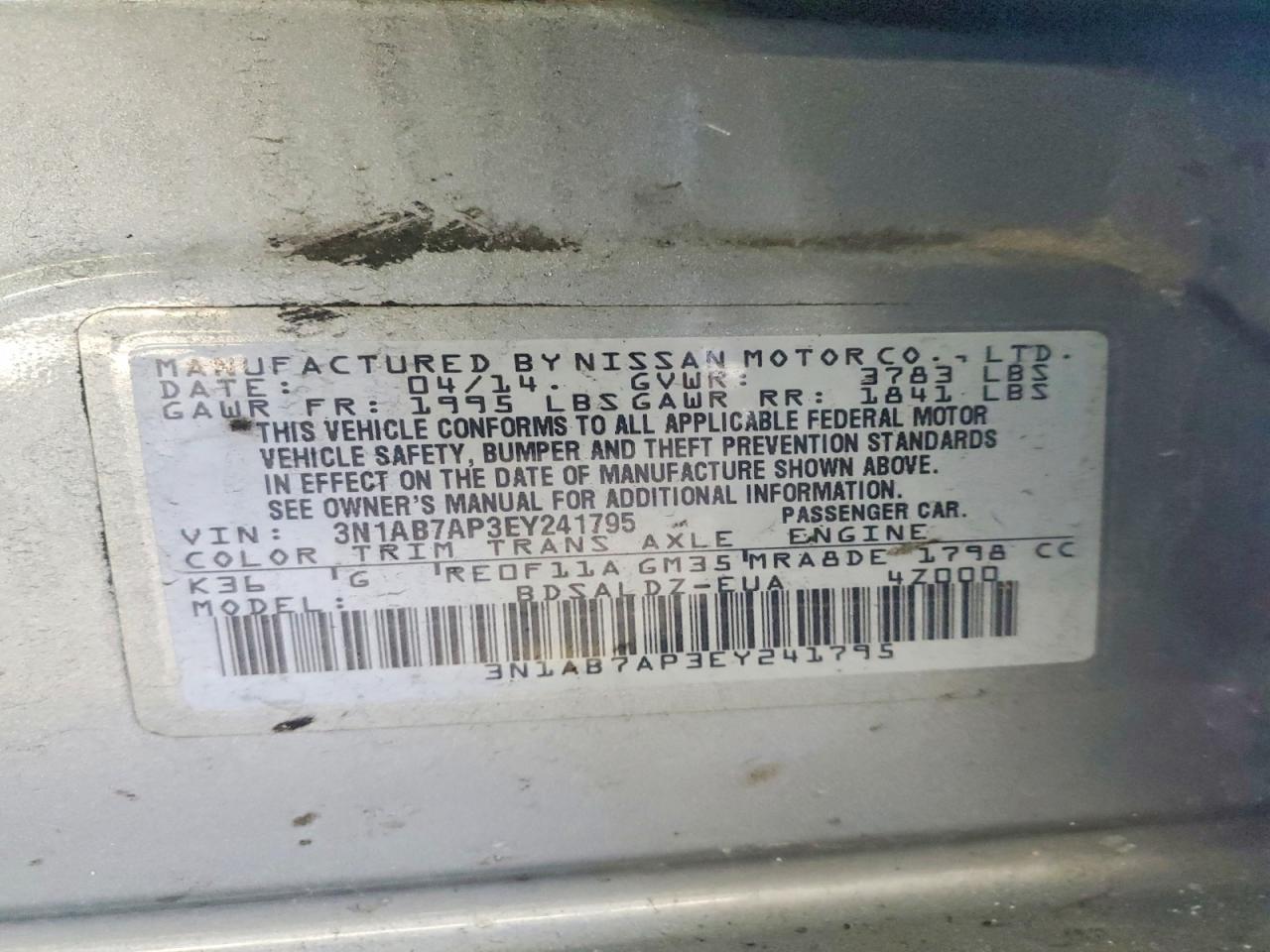 2014 NISSAN SENTRA S photo 12