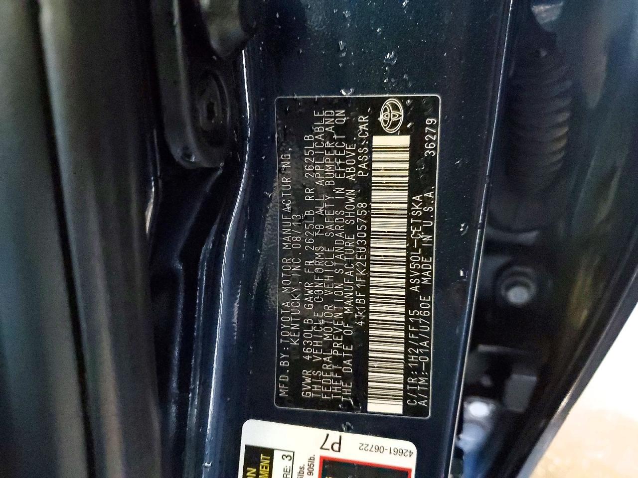 2014 TOYOTA CAMRY L photo 12