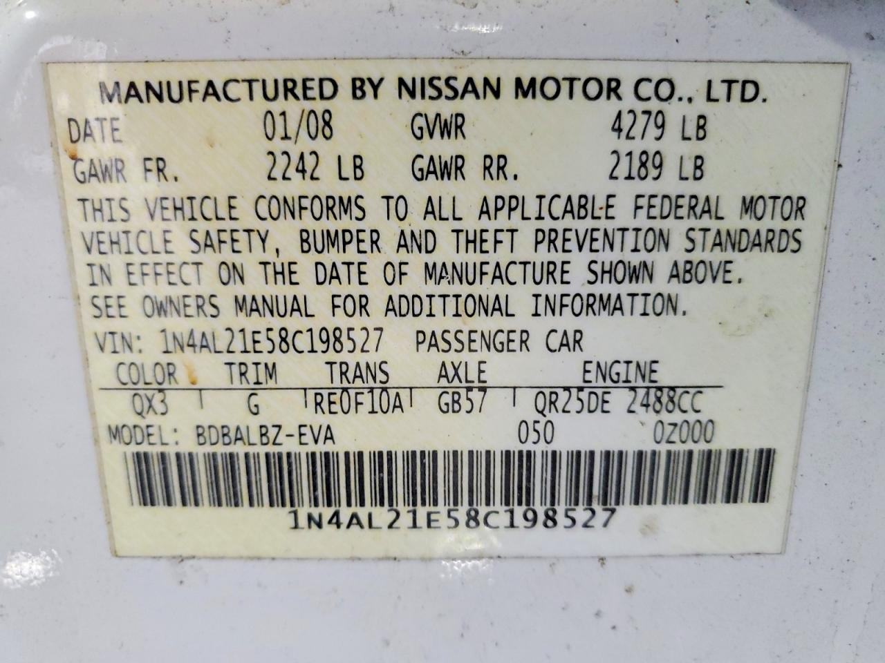 2008 NISSAN ALTIMA 2.5 photo 23