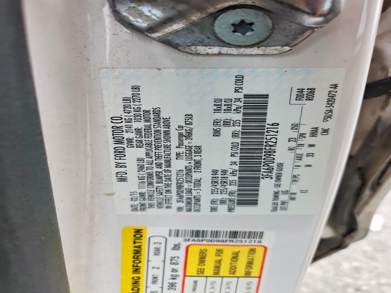 2015 FORD FUSION TITANIUM photo 12