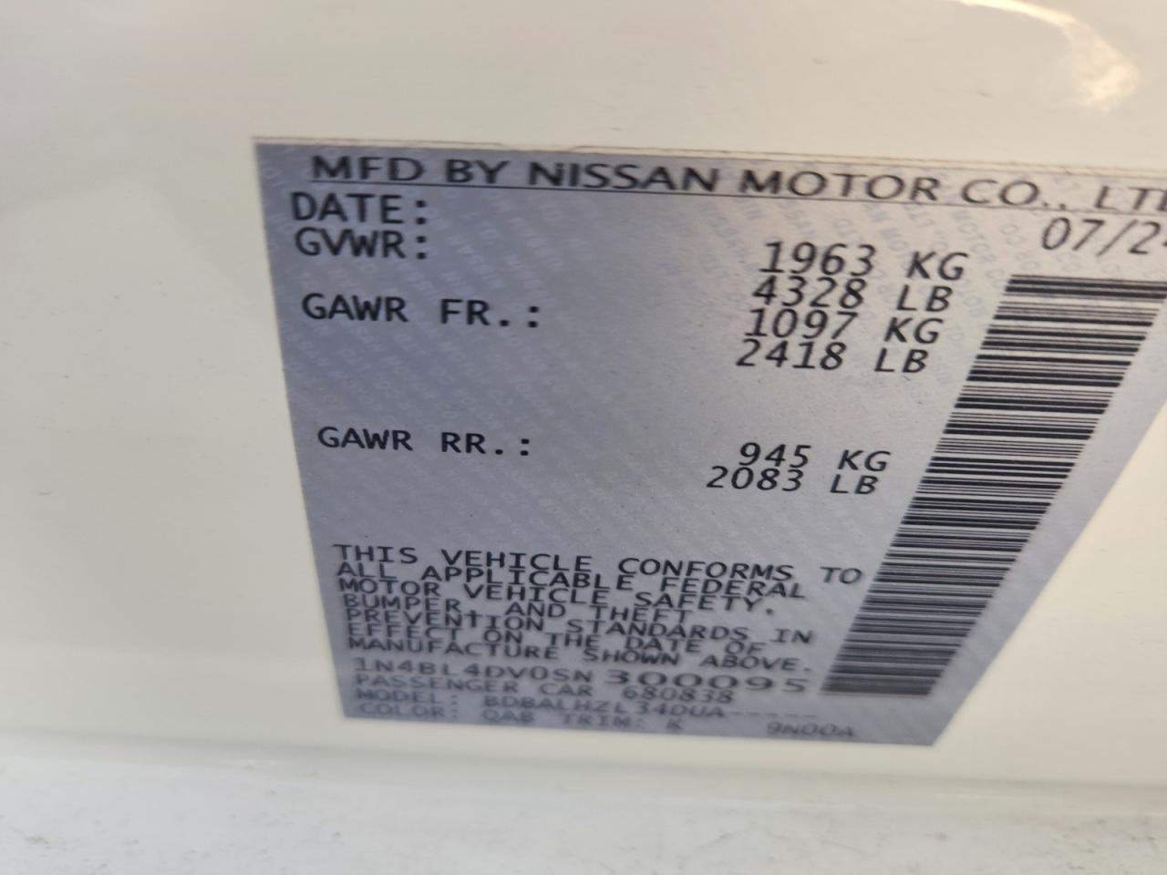 2025 NISSAN ALTIMA SV photo 12