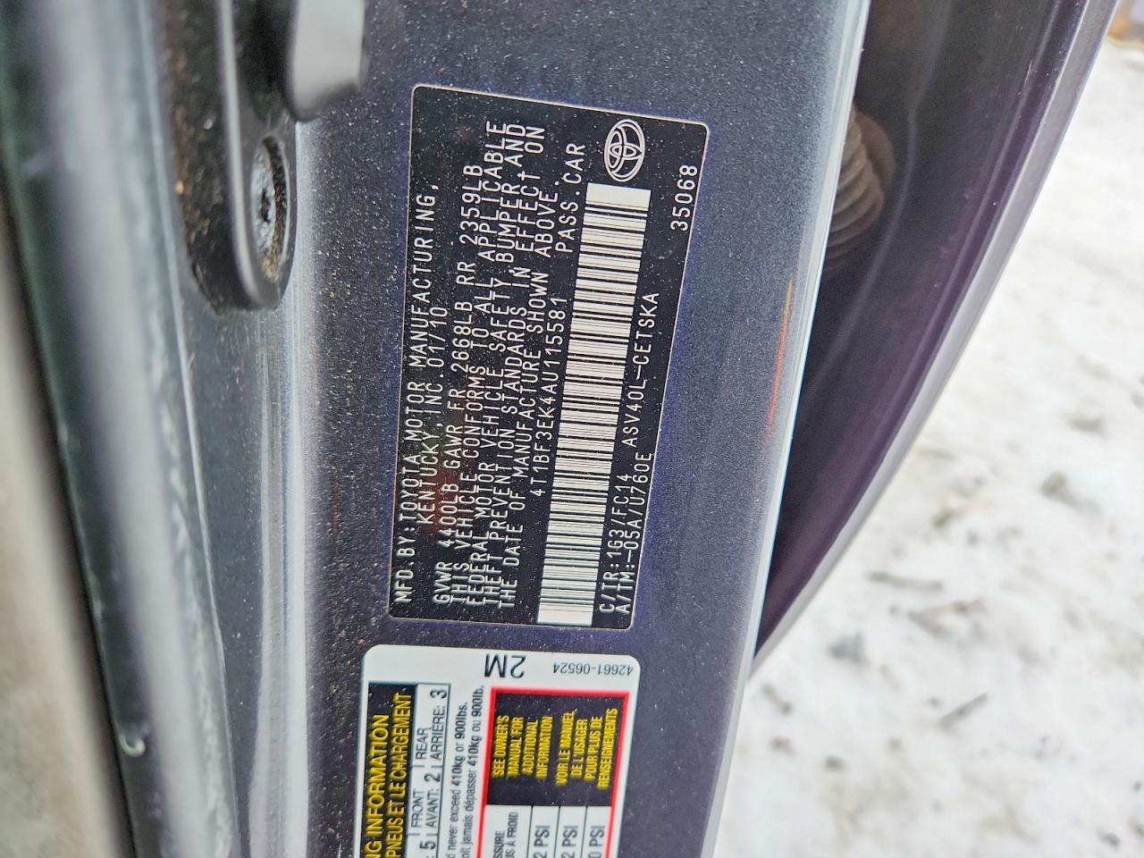 2010 TOYOTA CAMRY BASE photo 34