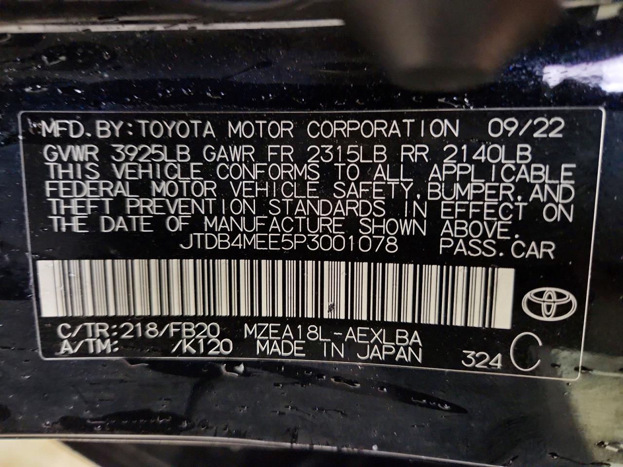 2023 TOYOTA COROLLA LE photo 12