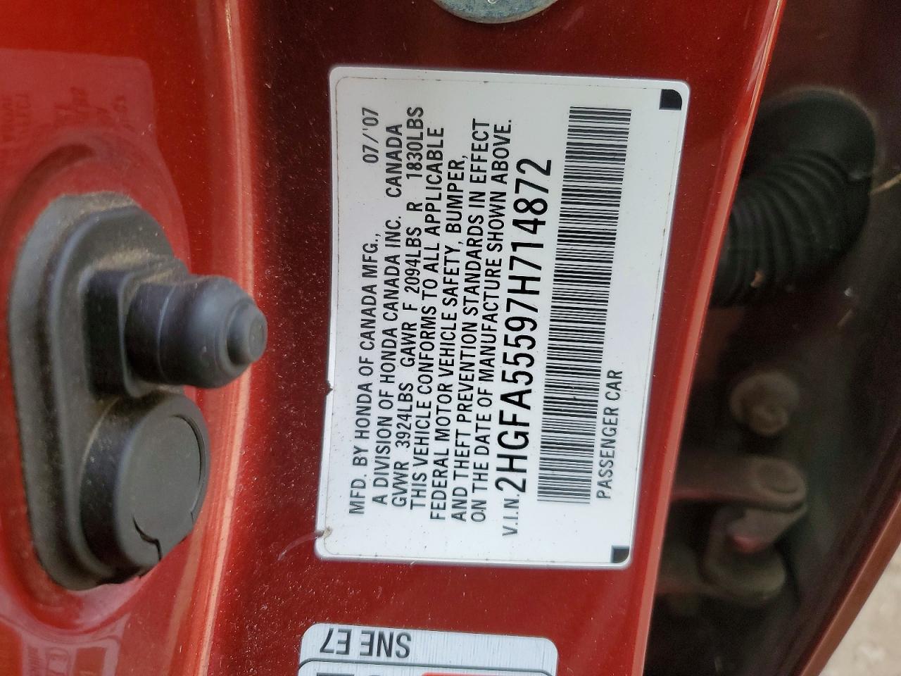 2007 HONDA CIVIC SI photo 12