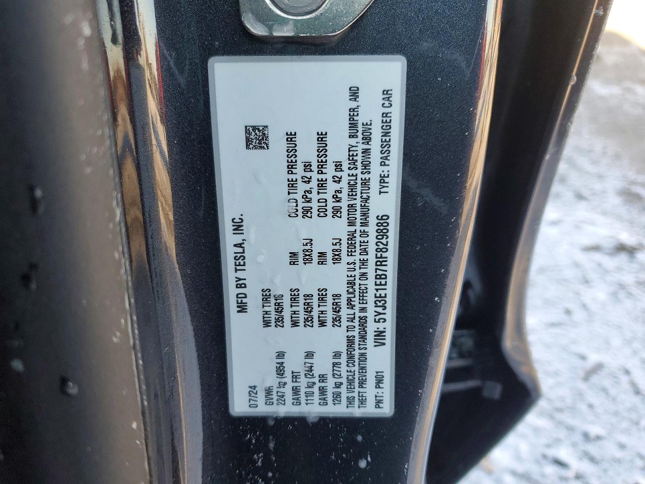 2024 TESLA MODEL 3 photo 12
