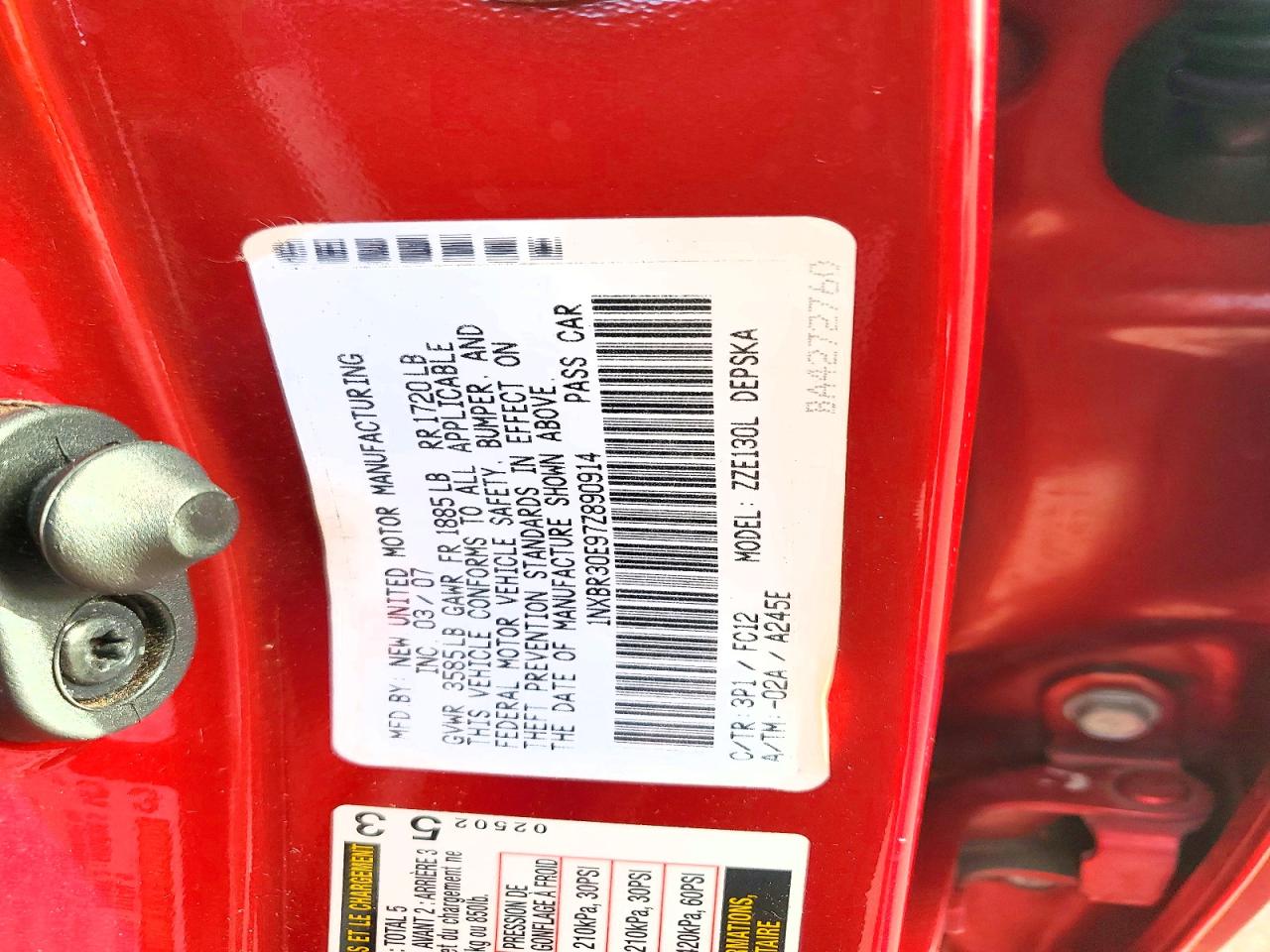 2007 TOYOTA COROLLA CE photo 12