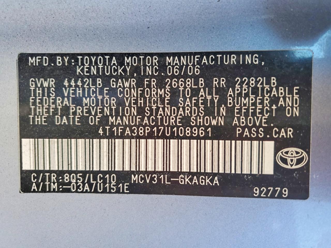 2007 TOYOTA CAMRY SOLARA SE photo 13