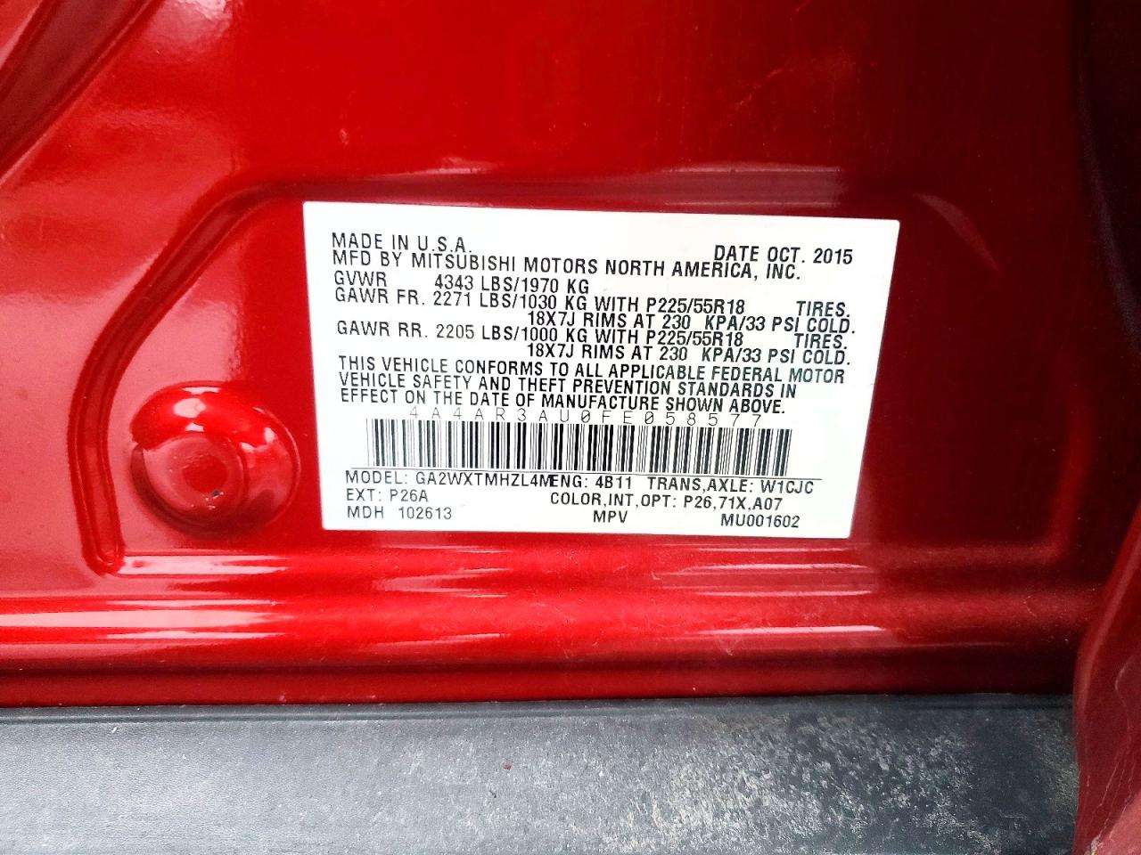 2015 MITSUBISHI OUTLANDER SPORT ES photo 13
