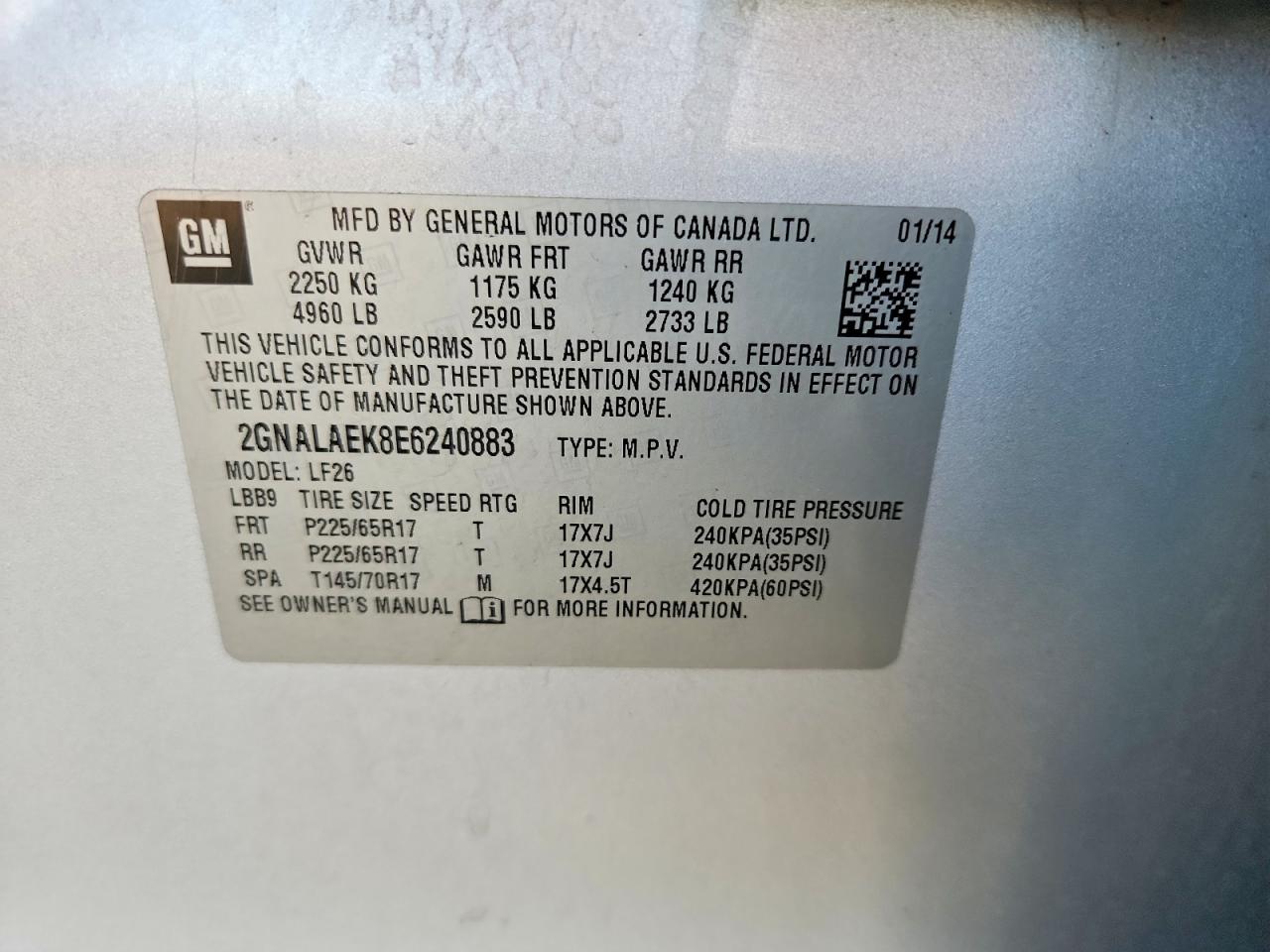 2014 CHEVROLET EQUINOX LS photo 13