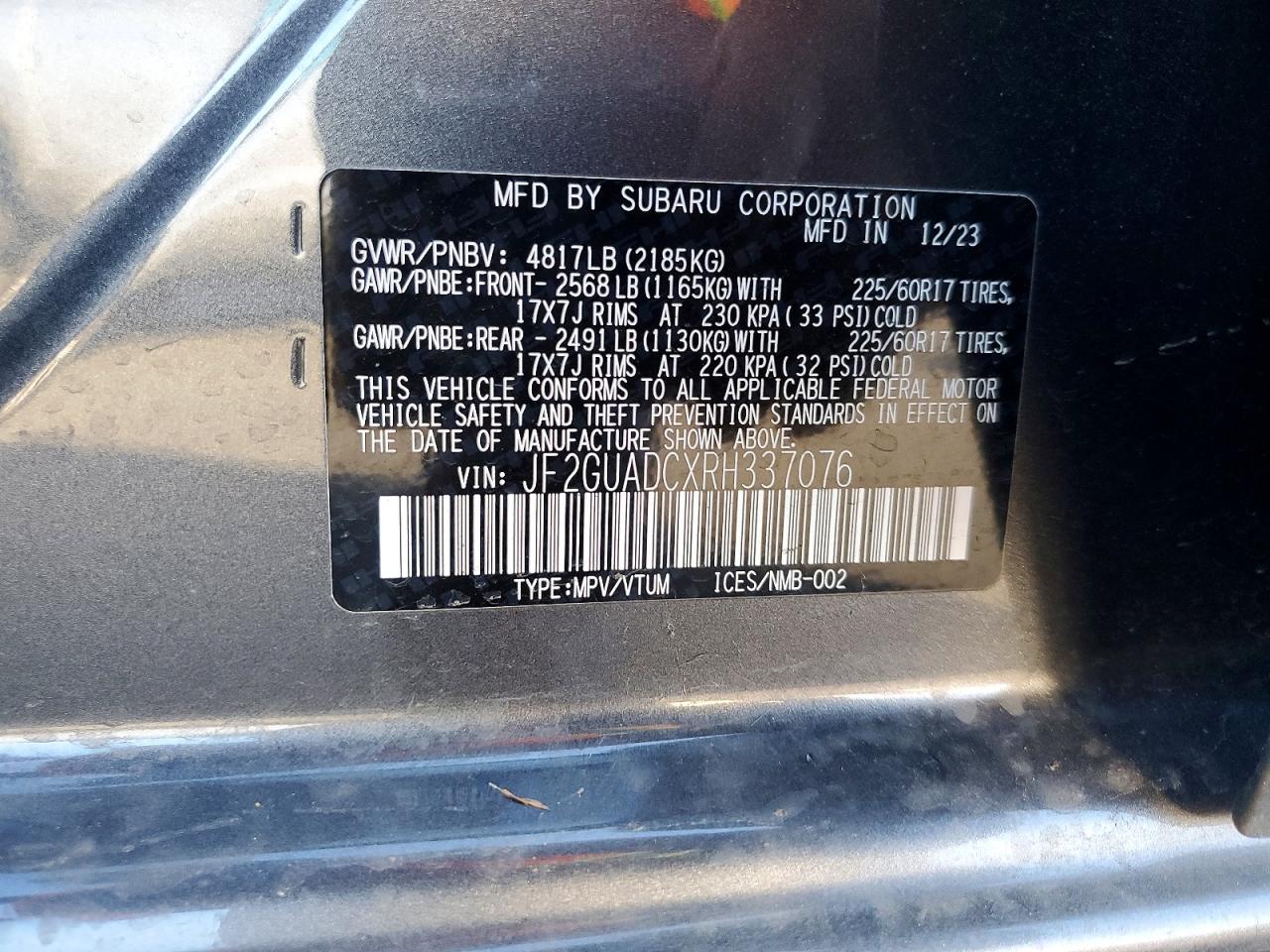 2024 SUBARU CROSSTREK PREMIUM photo 13