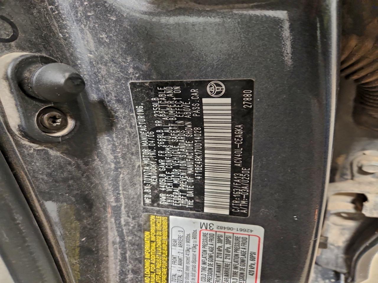 2007 TOYOTA CAMRY CE photo 12