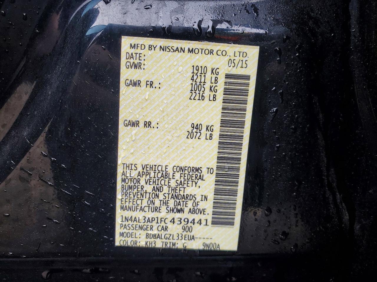 2015 NISSAN ALTIMA 2.5 photo 12