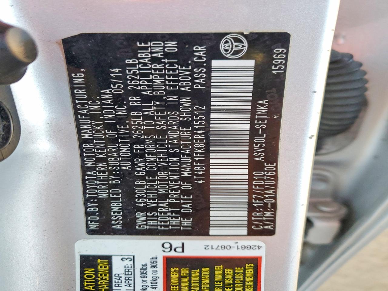 2014 TOYOTA CAMRY L photo 12