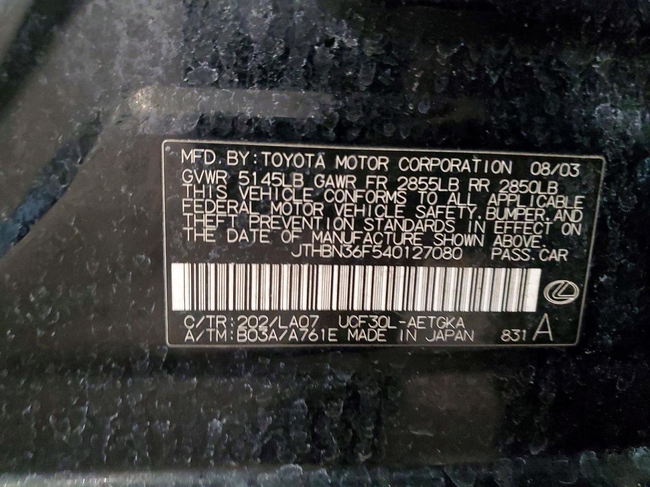 2004 LEXUS LS 430 photo 12