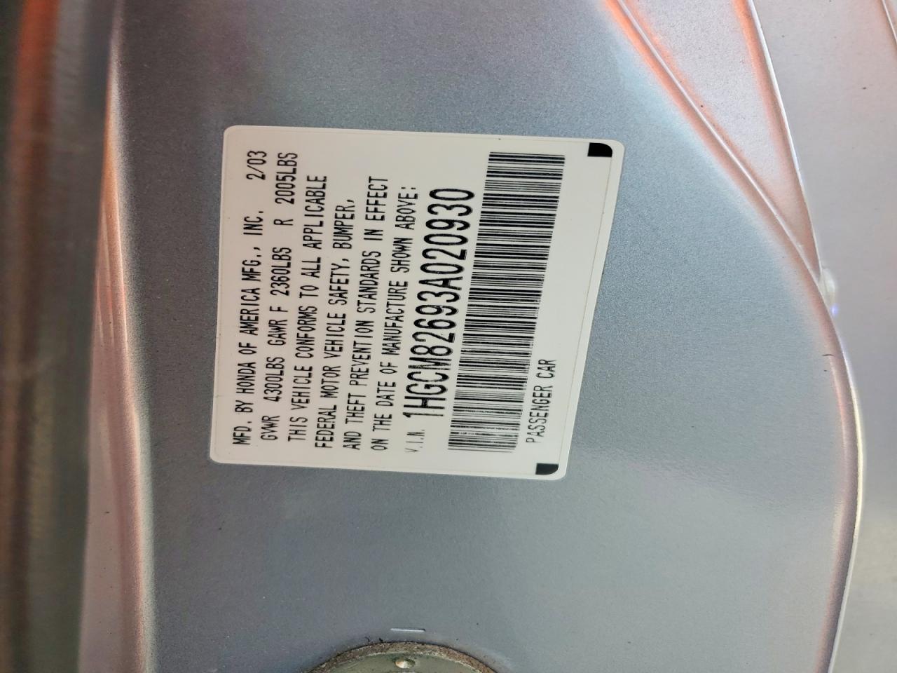 2003 HONDA ACCORD EX photo 12