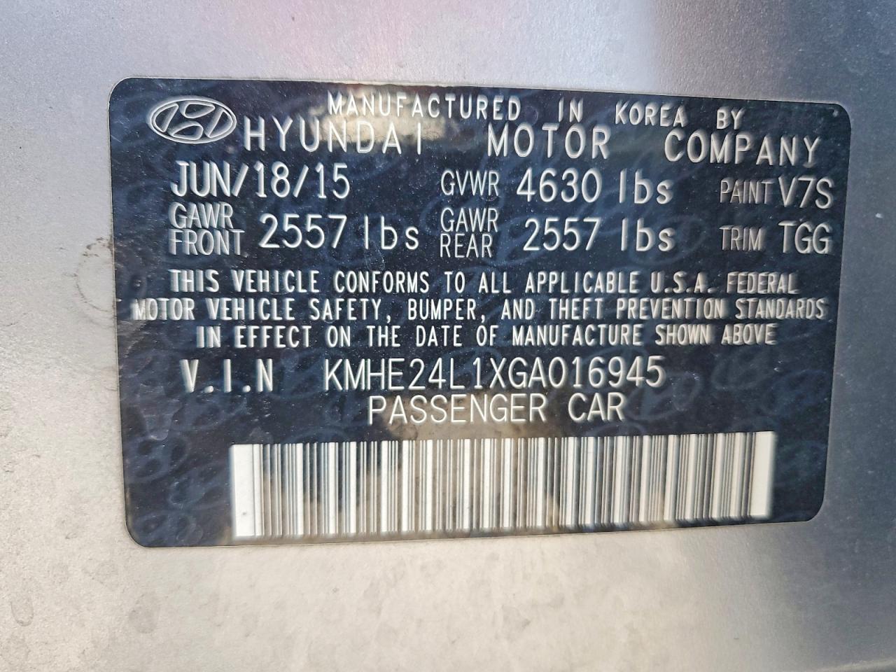 2016 HYUNDAI SONATA HYBRID photo 40
