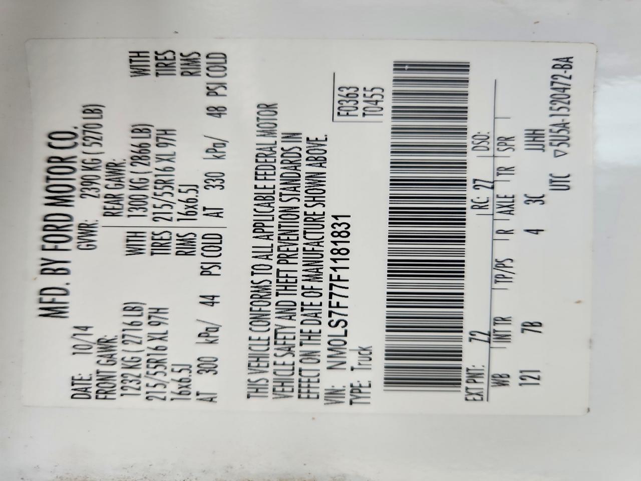 2015 FORD TRANSIT CONNECT XLT photo 13
