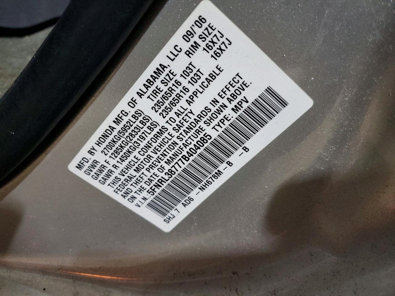 2007 HONDA ODYSSEY EXL photo 13
