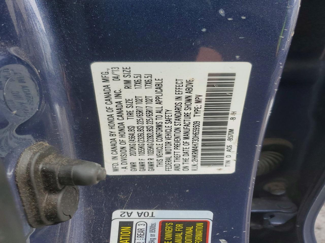 2013 HONDA CR-V EXL photo 13