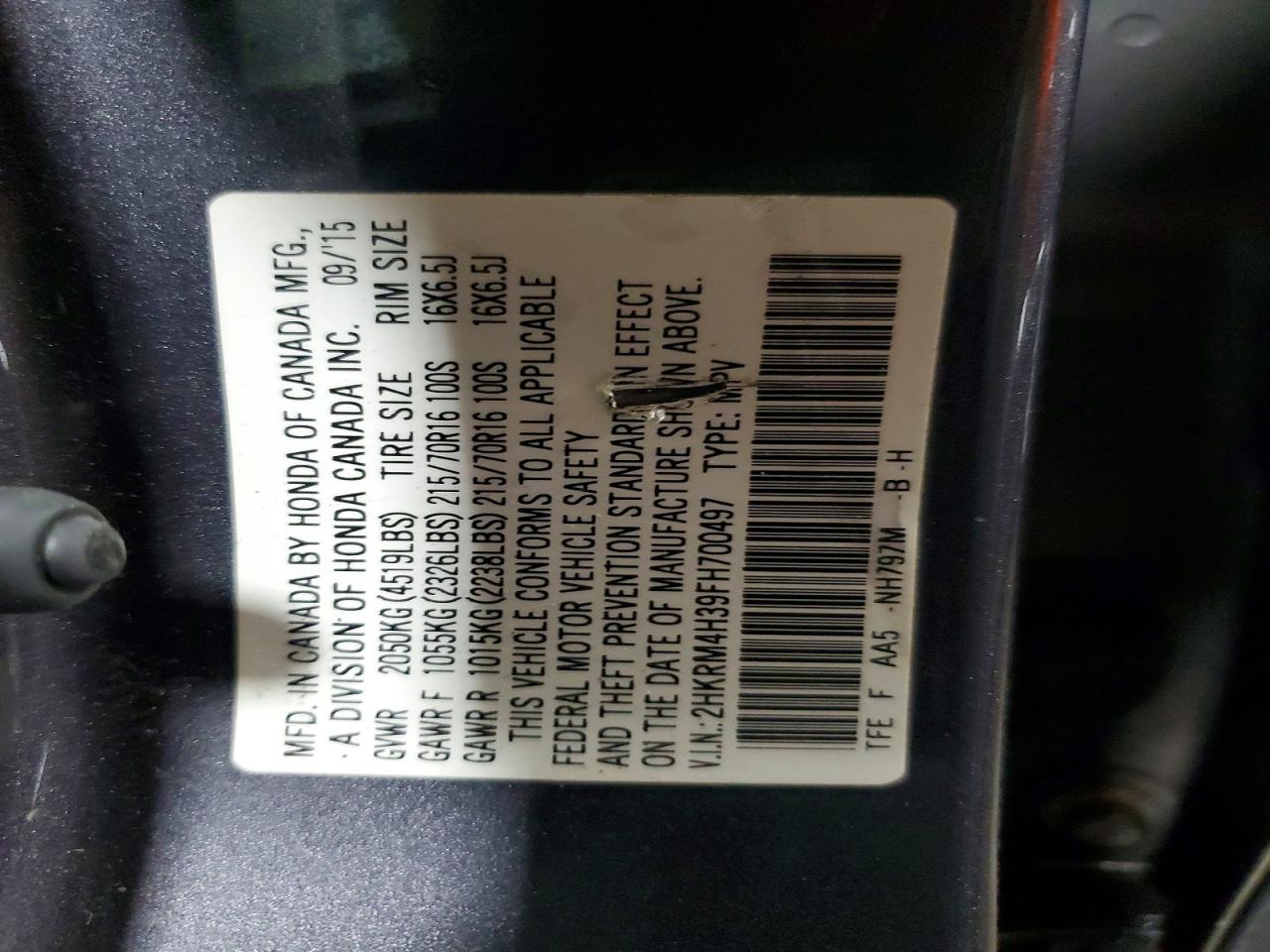 2015 HONDA CR-V LX photo 12