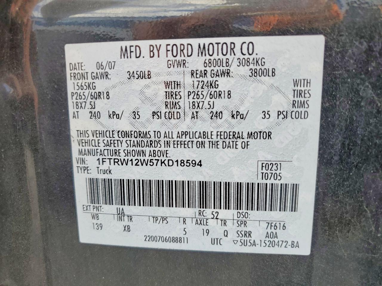 2007 FORD F150 SUPERCREW photo 12