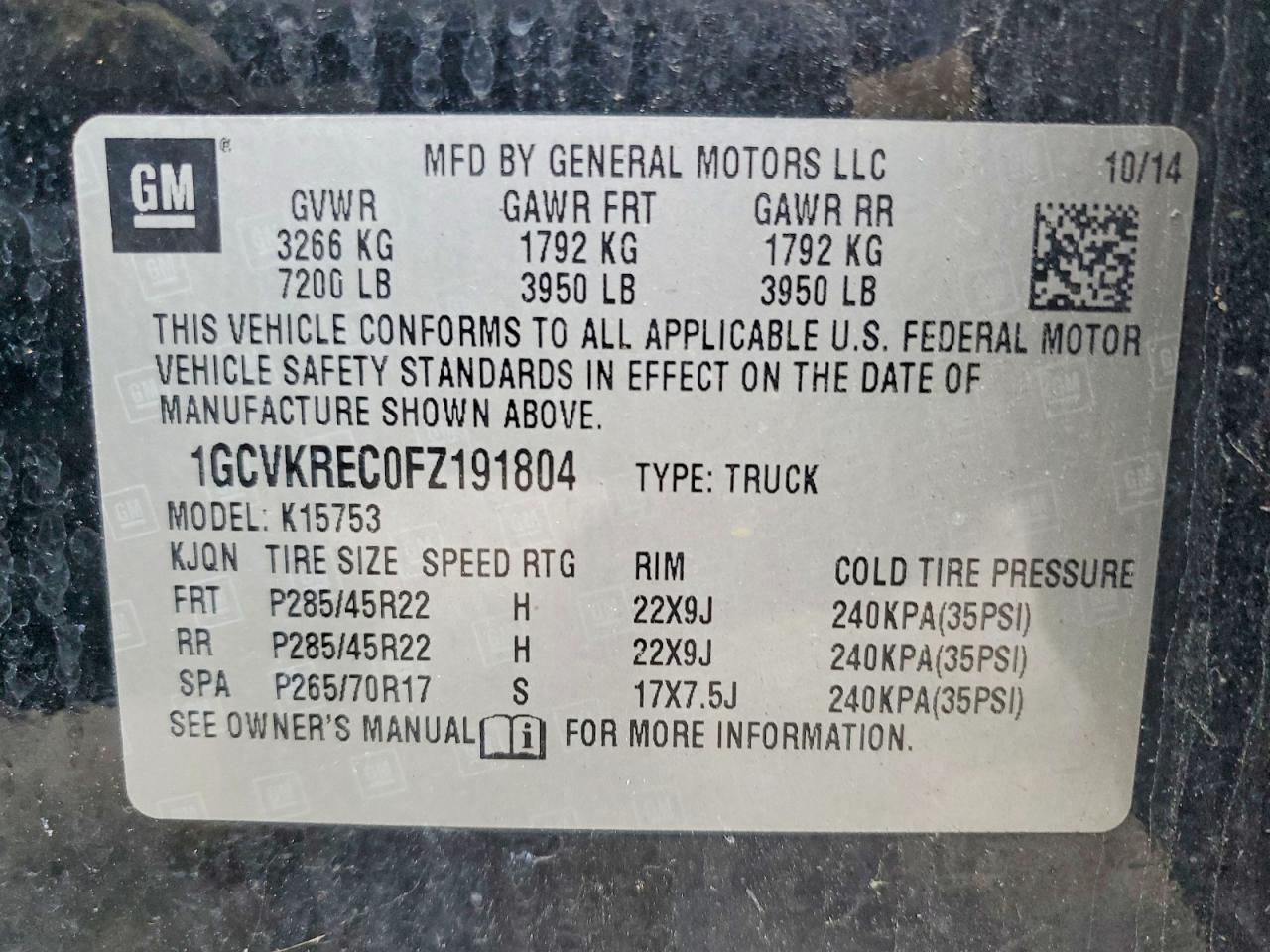 2015 CHEVROLET SILVERADO K1500 LT photo 12