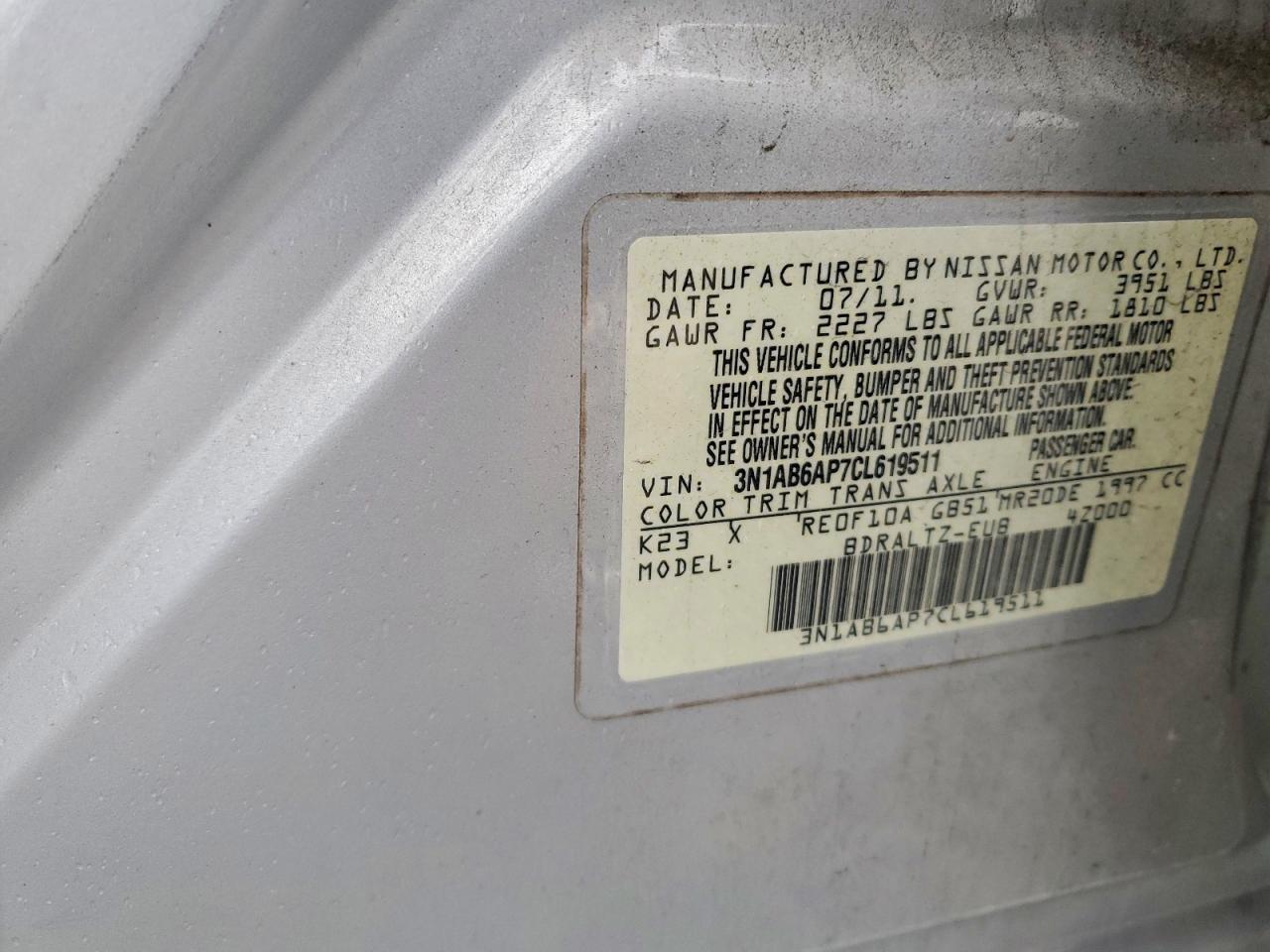 2012 NISSAN SENTRA 2.0 photo 12