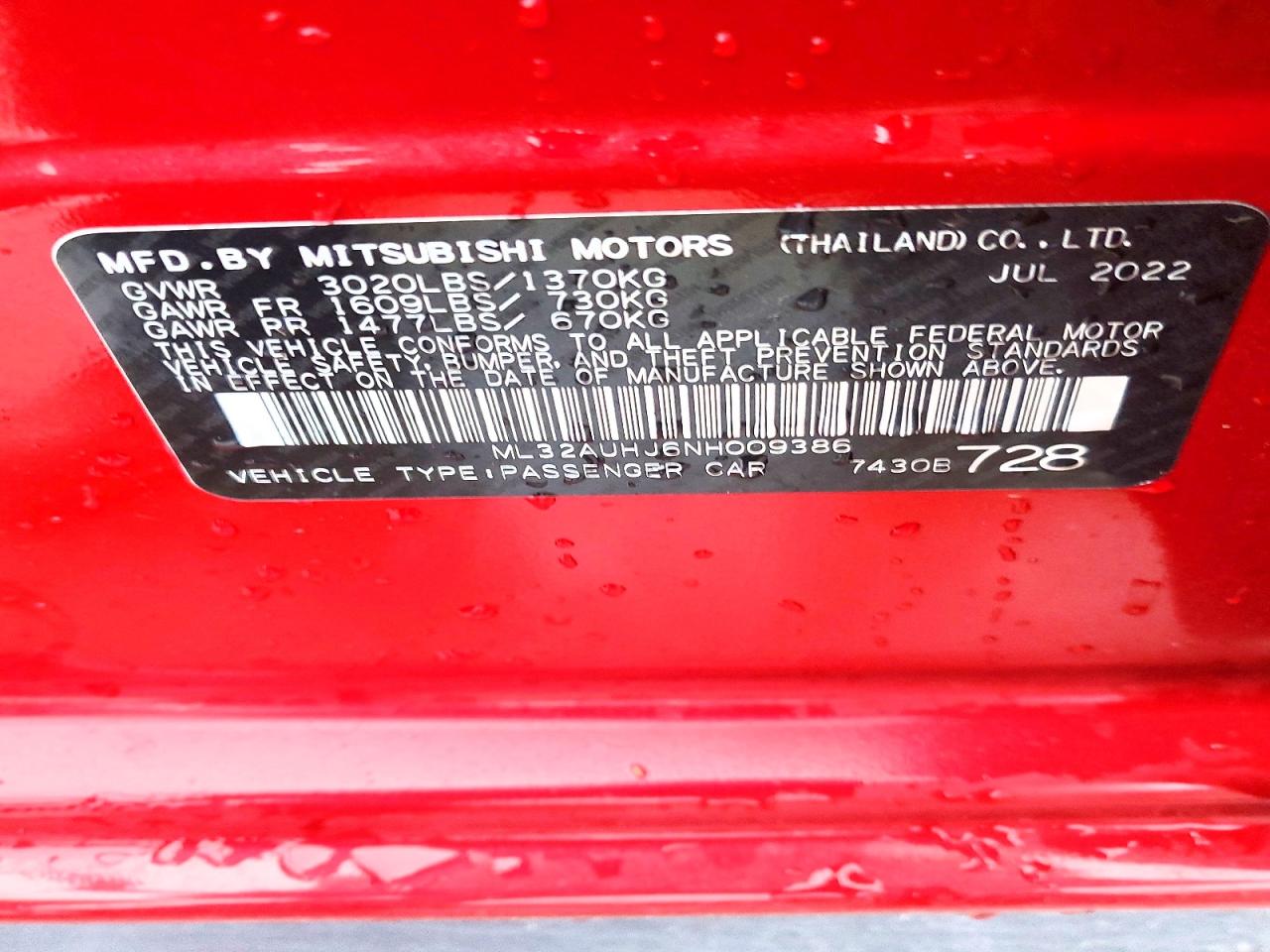 2022 MITSUBISHI MIRAGE ES photo 13