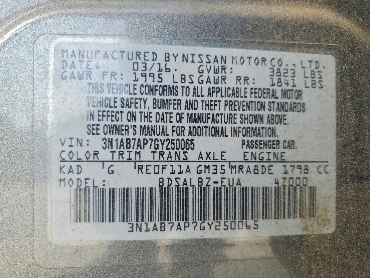 2016 NISSAN SENTRA S photo 13