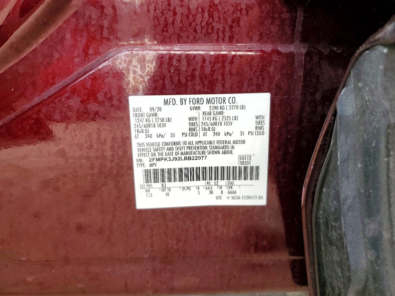 2020 FORD EDGE SEL photo 13