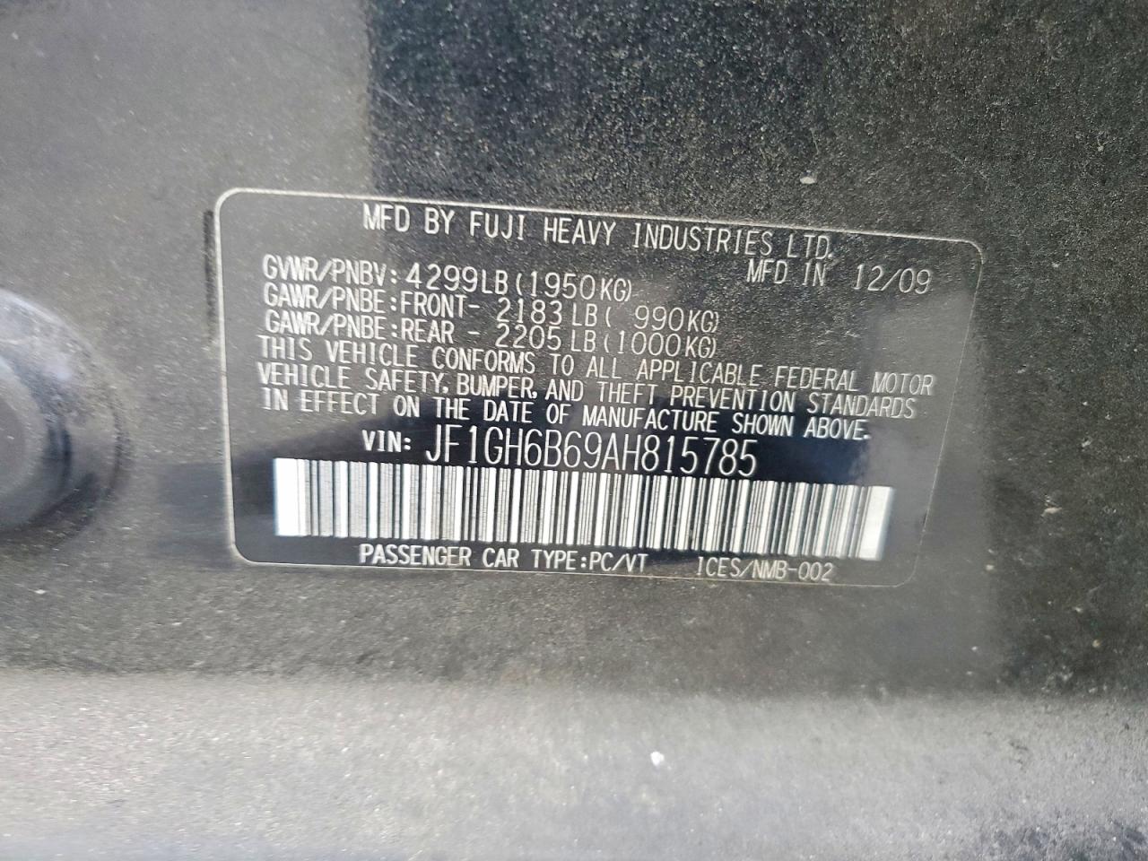 2010 SUBARU IMPREZA 2.5I PREMIUM photo 12