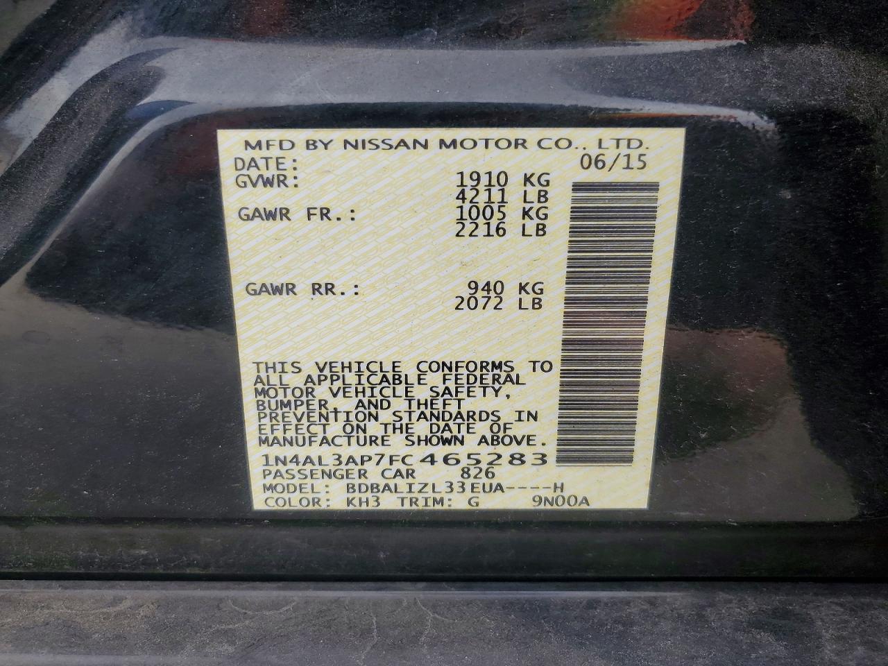 2015 NISSAN ALTIMA 2.5 photo 12