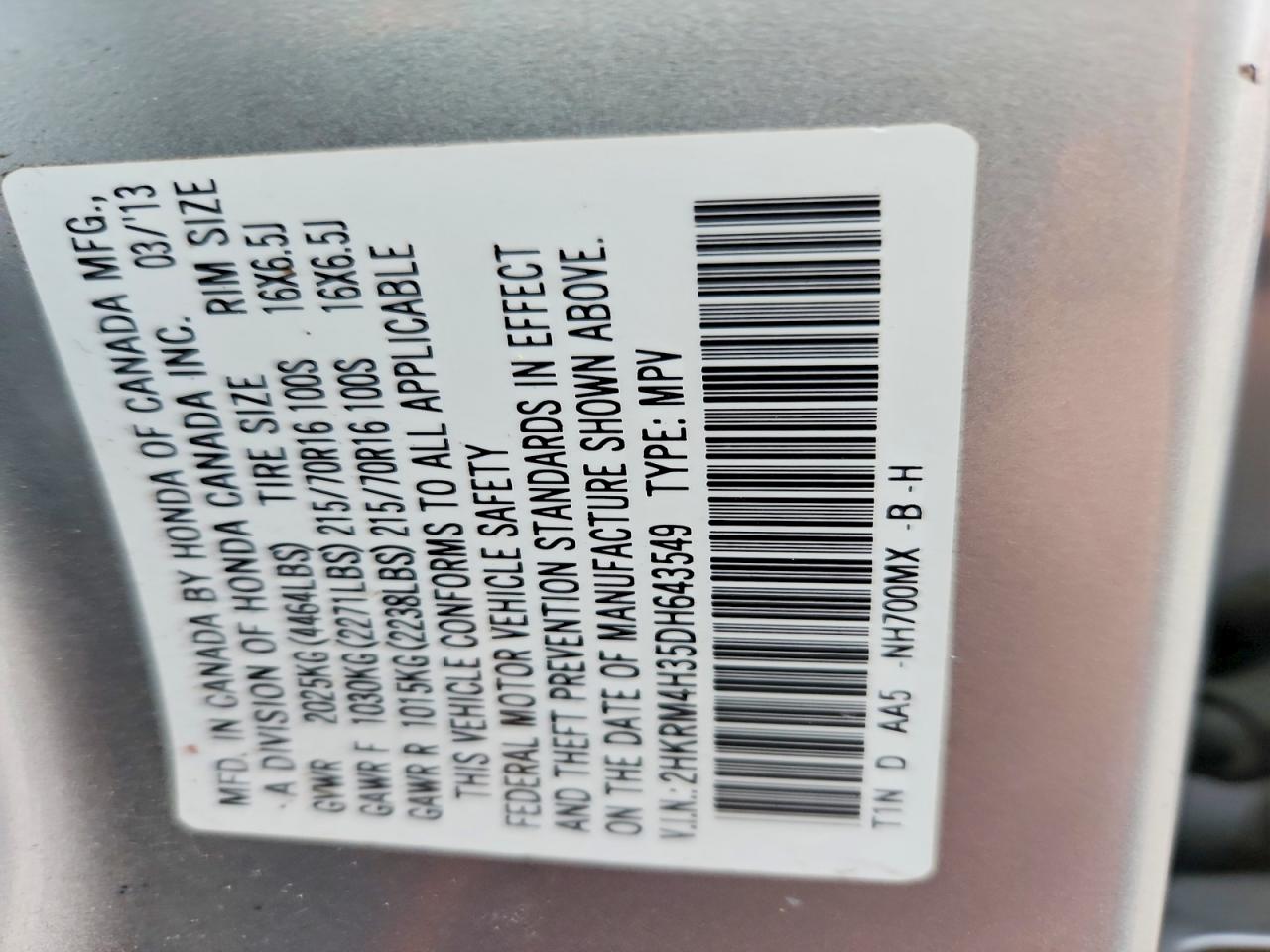 2013 HONDA CR-V LX photo 25