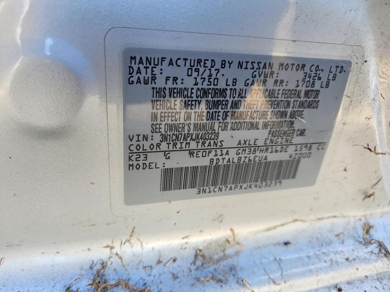 2018 NISSAN VERSA S photo 23
