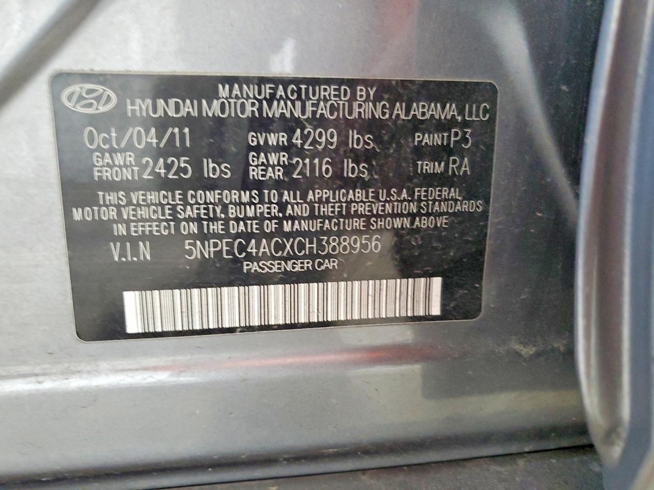 2012 HYUNDAI SONATA SE photo 13