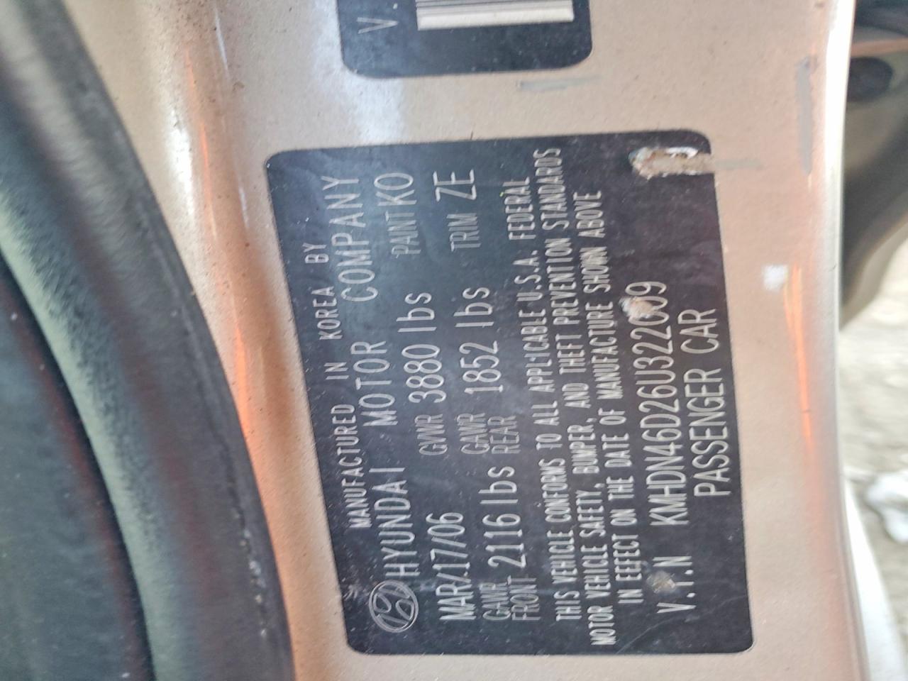 2006 HYUNDAI ELANTRA GLS photo 23