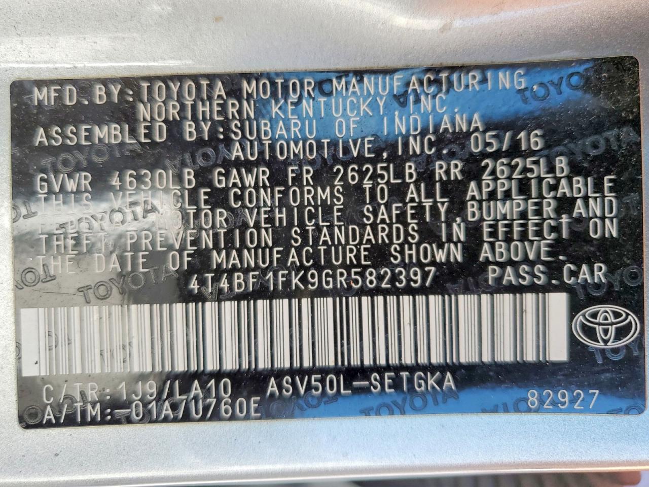 2016 TOYOTA CAMRY LE photo 12
