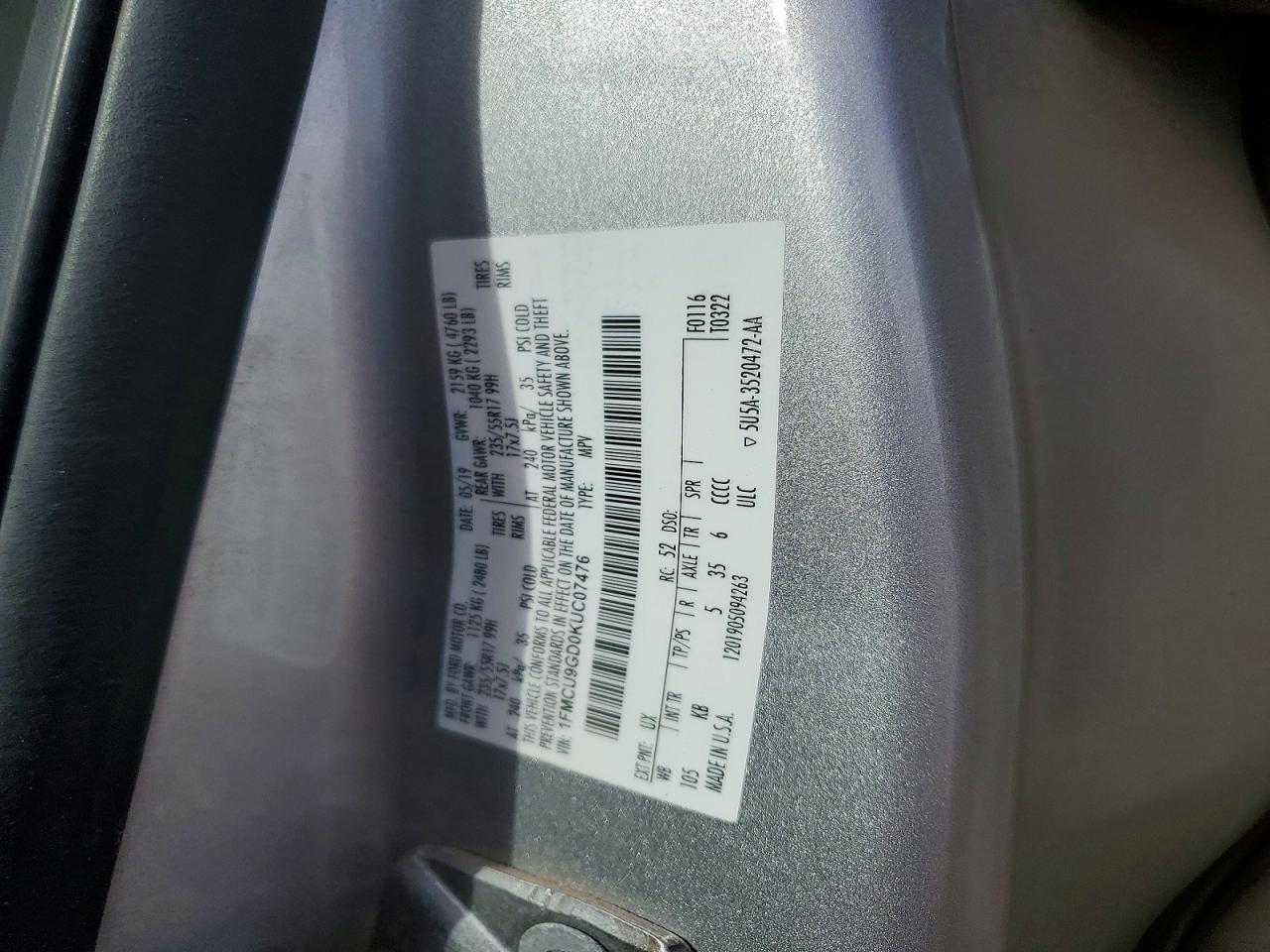2019 FORD ESCAPE SE photo 13