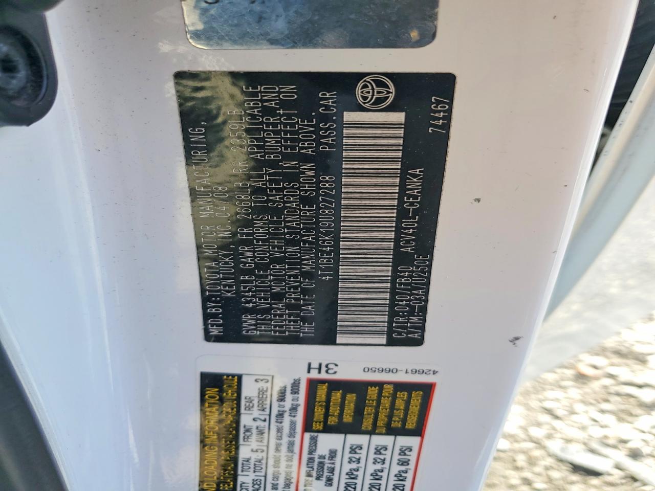 2009 TOYOTA CAMRY BASE photo 12