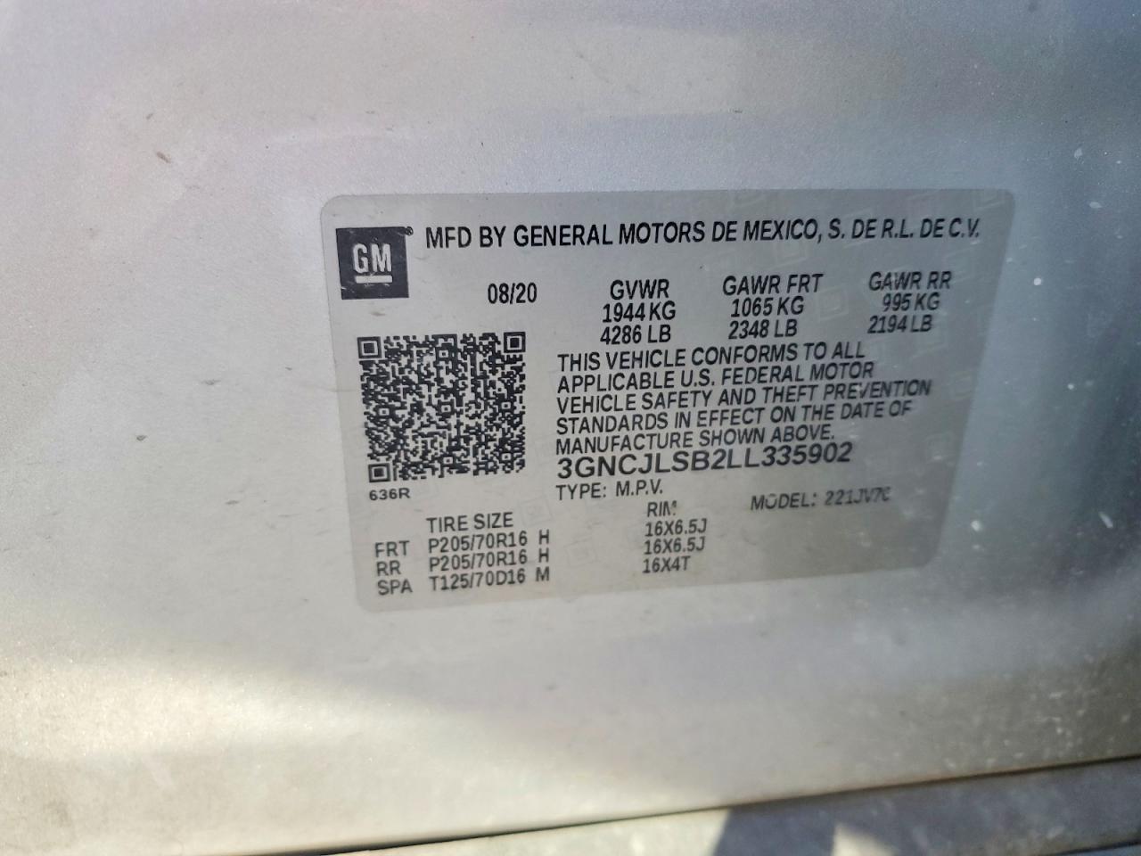 2020 CHEVROLET TRAX 1LT photo 12