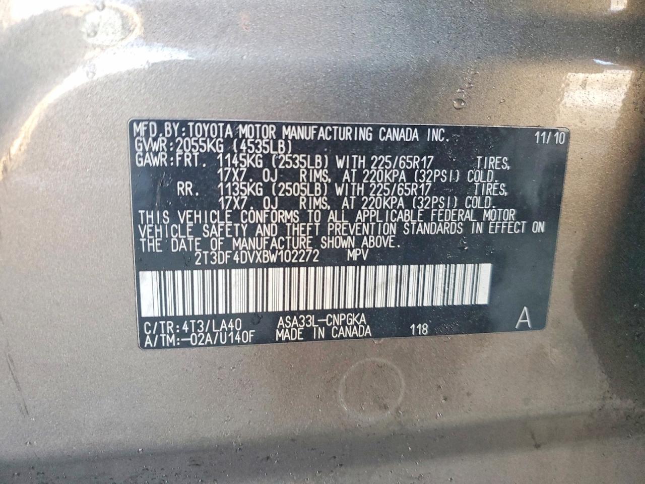 2011 TOYOTA RAV4 LIMITED photo 12
