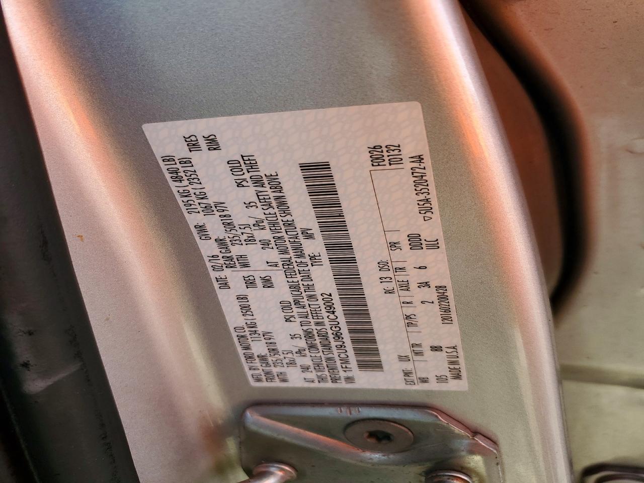 2016 FORD ESCAPE TITANIUM photo 13
