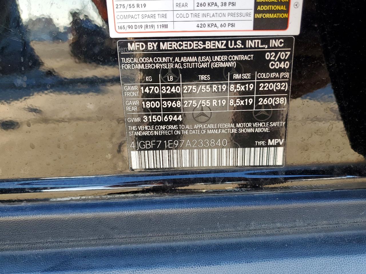 2007 MERCEDES-BENZ GL 450 4MATIC photo 13